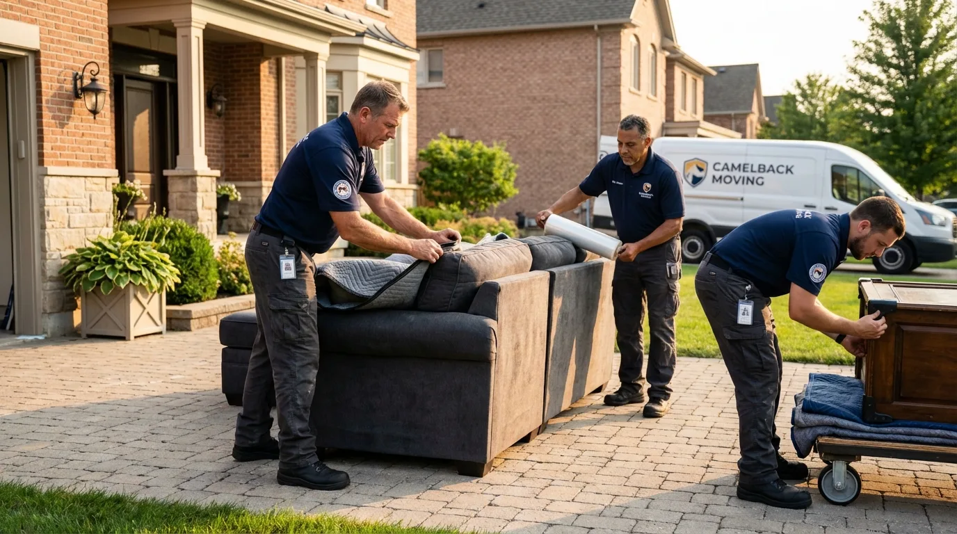 Large estate moving crew wrapping furniture in Hartford, SD